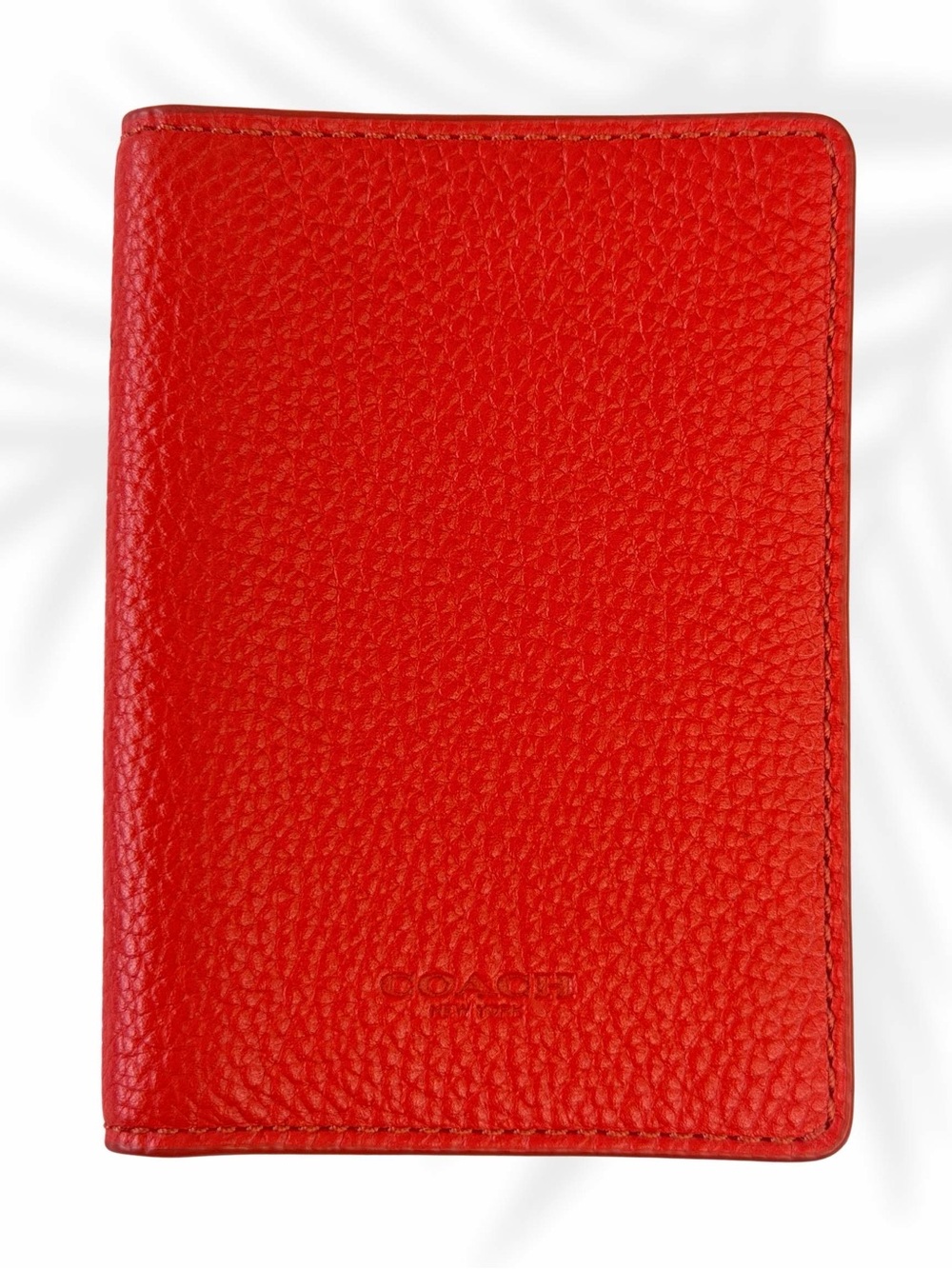 Coach Red Pebbled Leather Passport Wallet